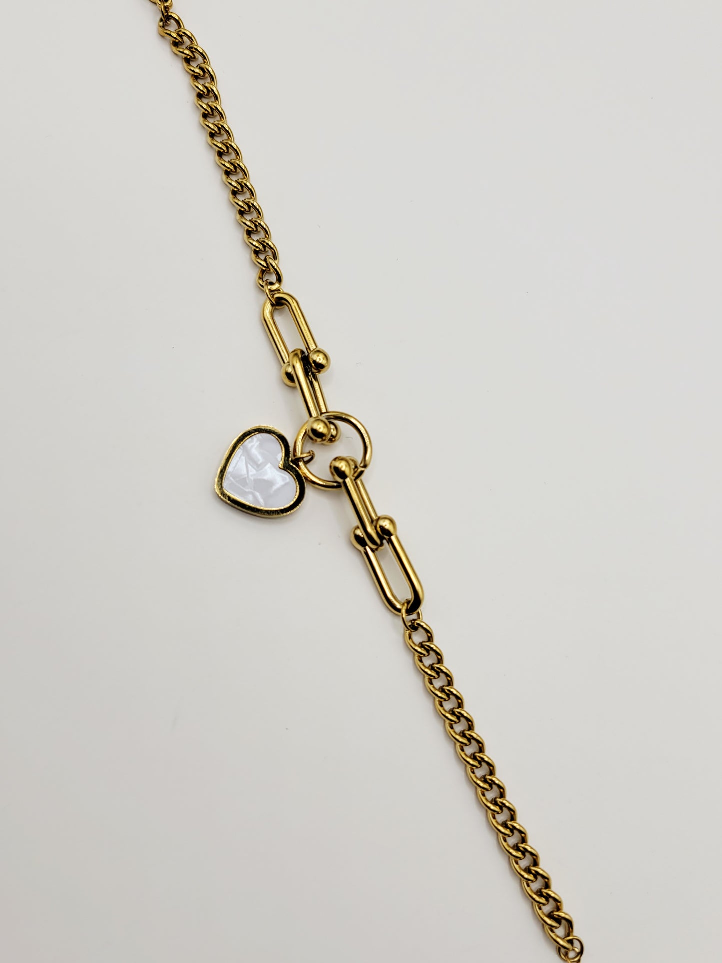 Heart Drop Paperclip Bracelet – Waterproof Gold Bracelet