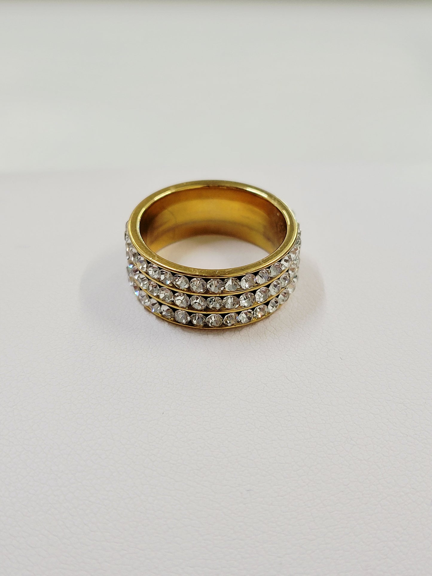 Three Row CZ Statement Ring - 18K Gold Plated