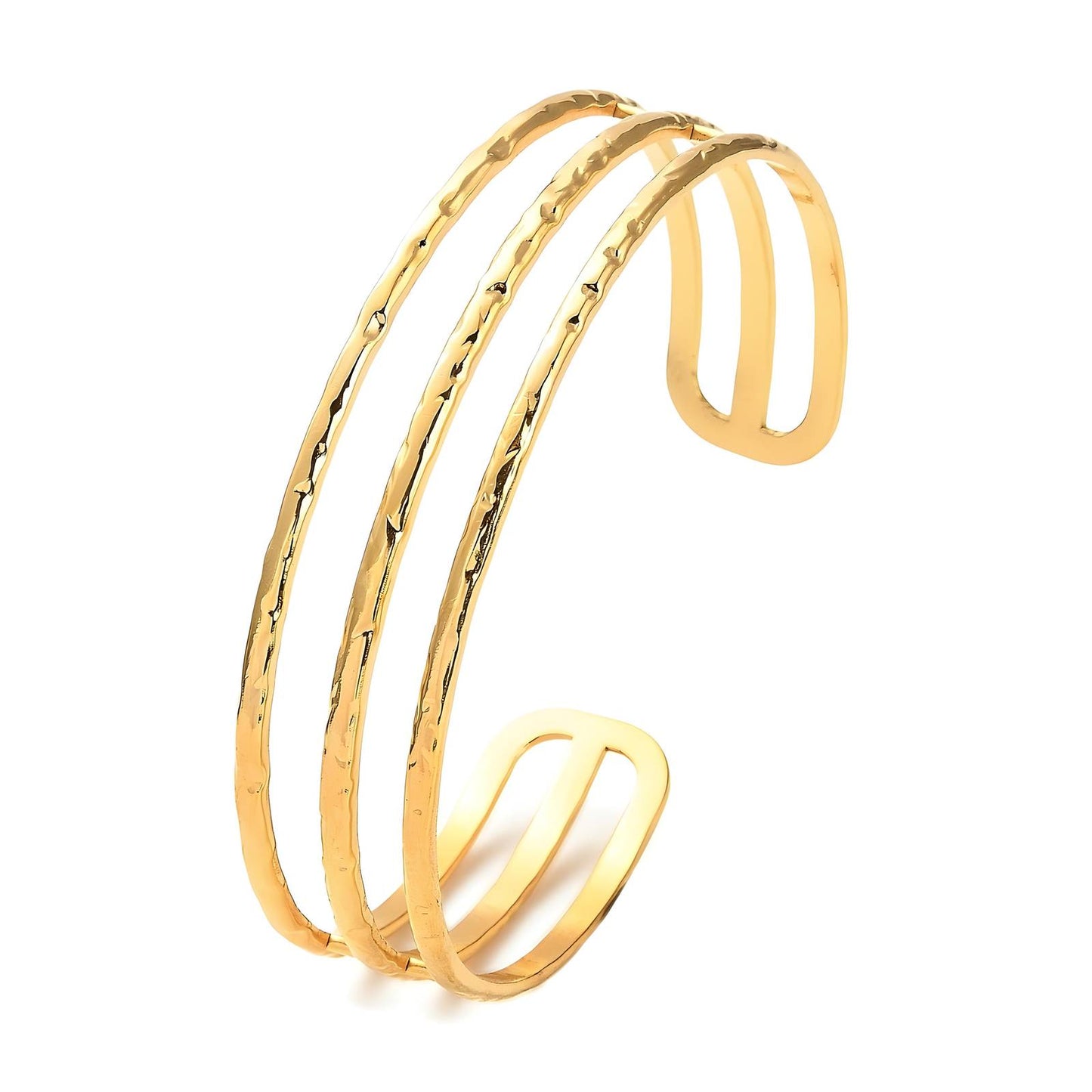 Pulsera de eslabones moderna en acero bañado en oro de 18 quilates