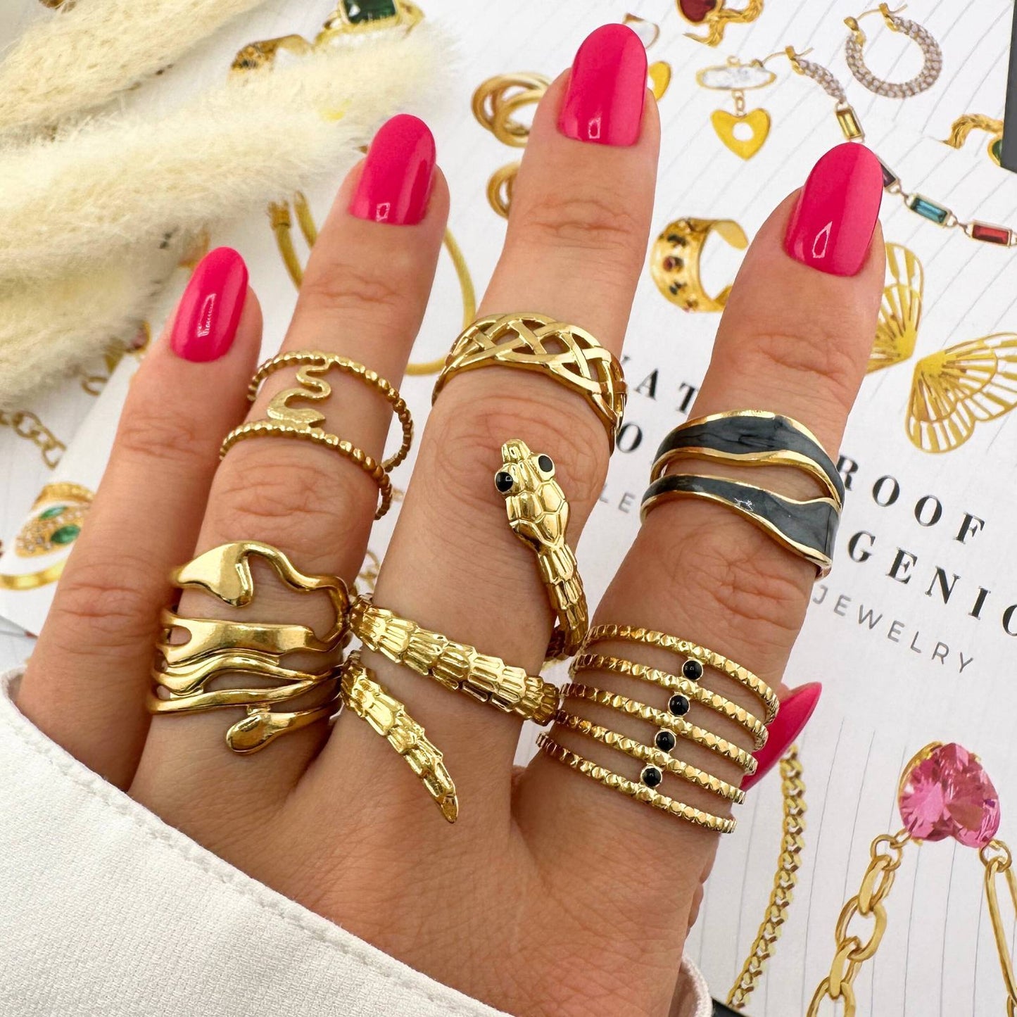 Midnight Tide Wave Cuff – Two-Tone 18K Gold