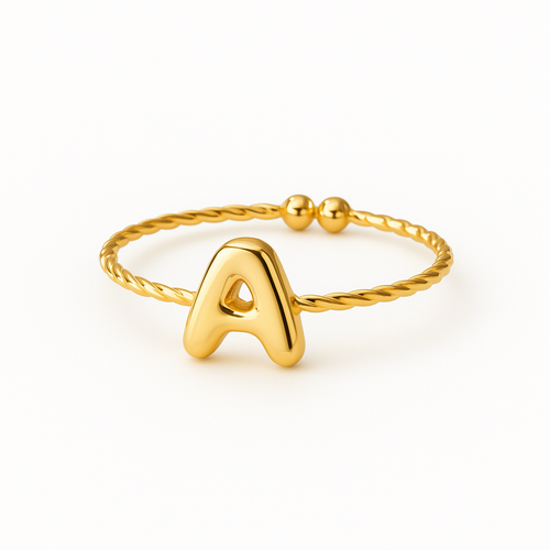 Golden Twirl Initial Ring – Love Letter Edition
