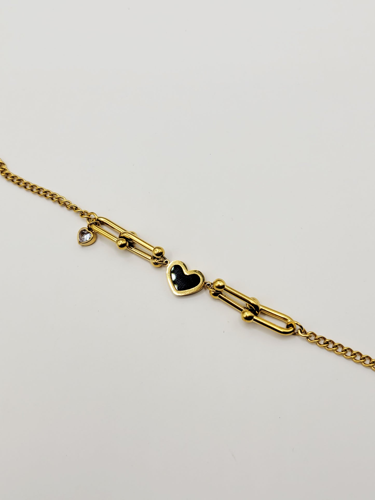 Black Heart Paperclip Bracelet – Modern Gold Stainless Steel Bracelet