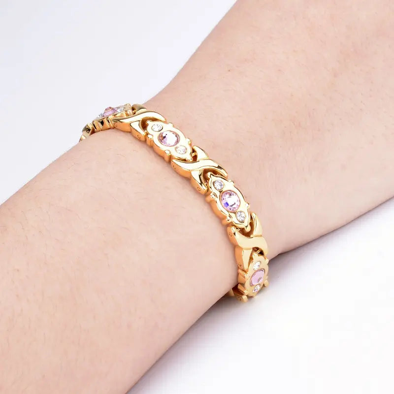Pulsera de cristal Power Petals – Rosa y dorado