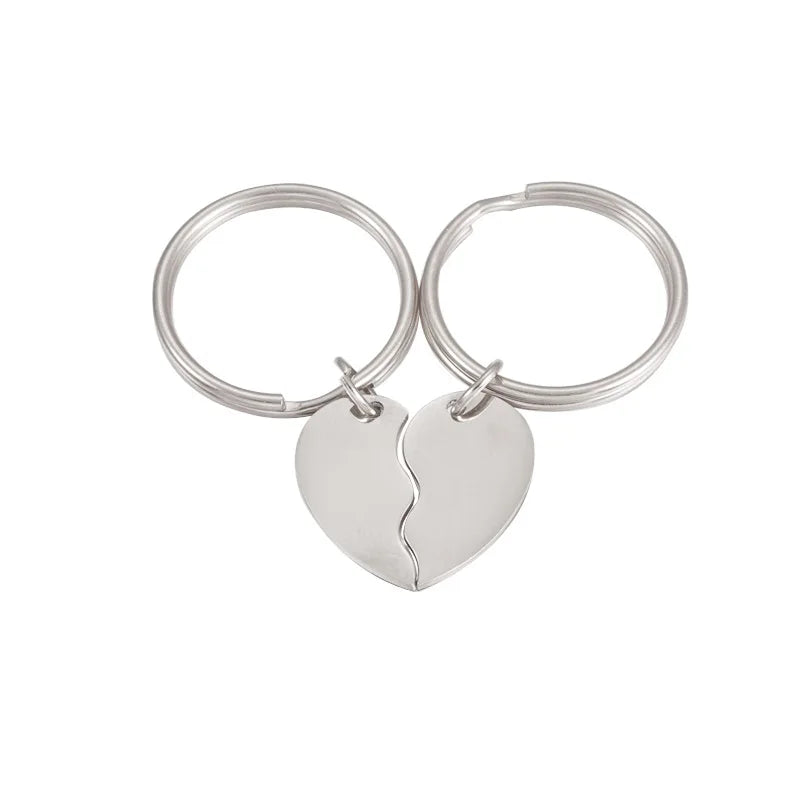 Personalized Heart Keychains for Couples | Laser Engraved | Stainless Steel