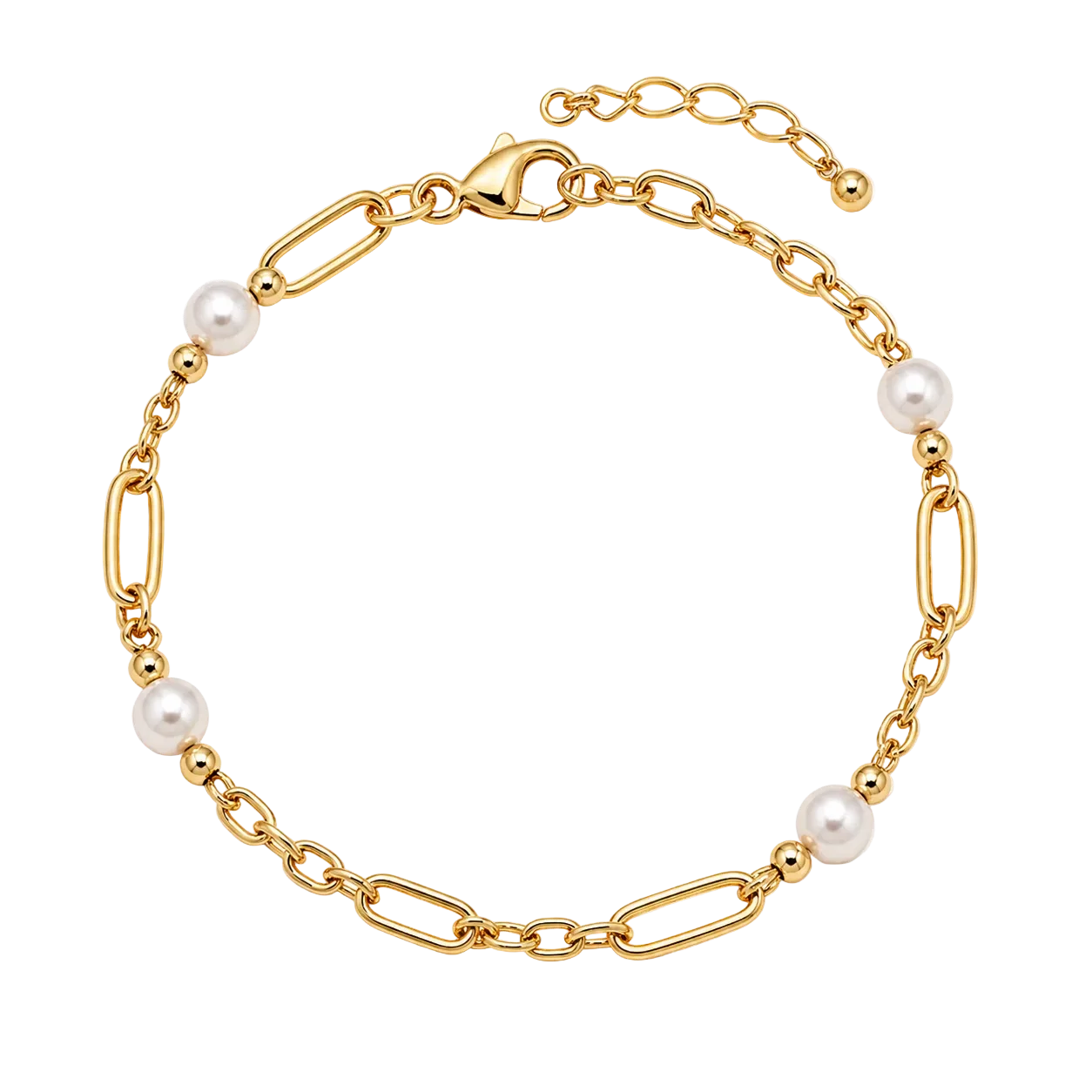 Pearl & Paperclip Charm Bracelet