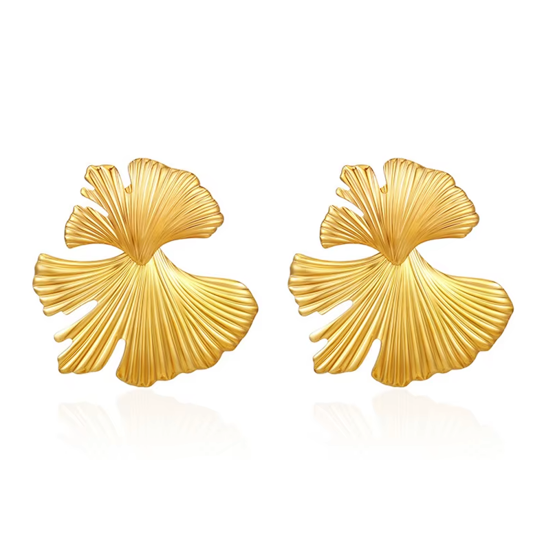 Pendientes Flutter Fan – Dorado plisado
