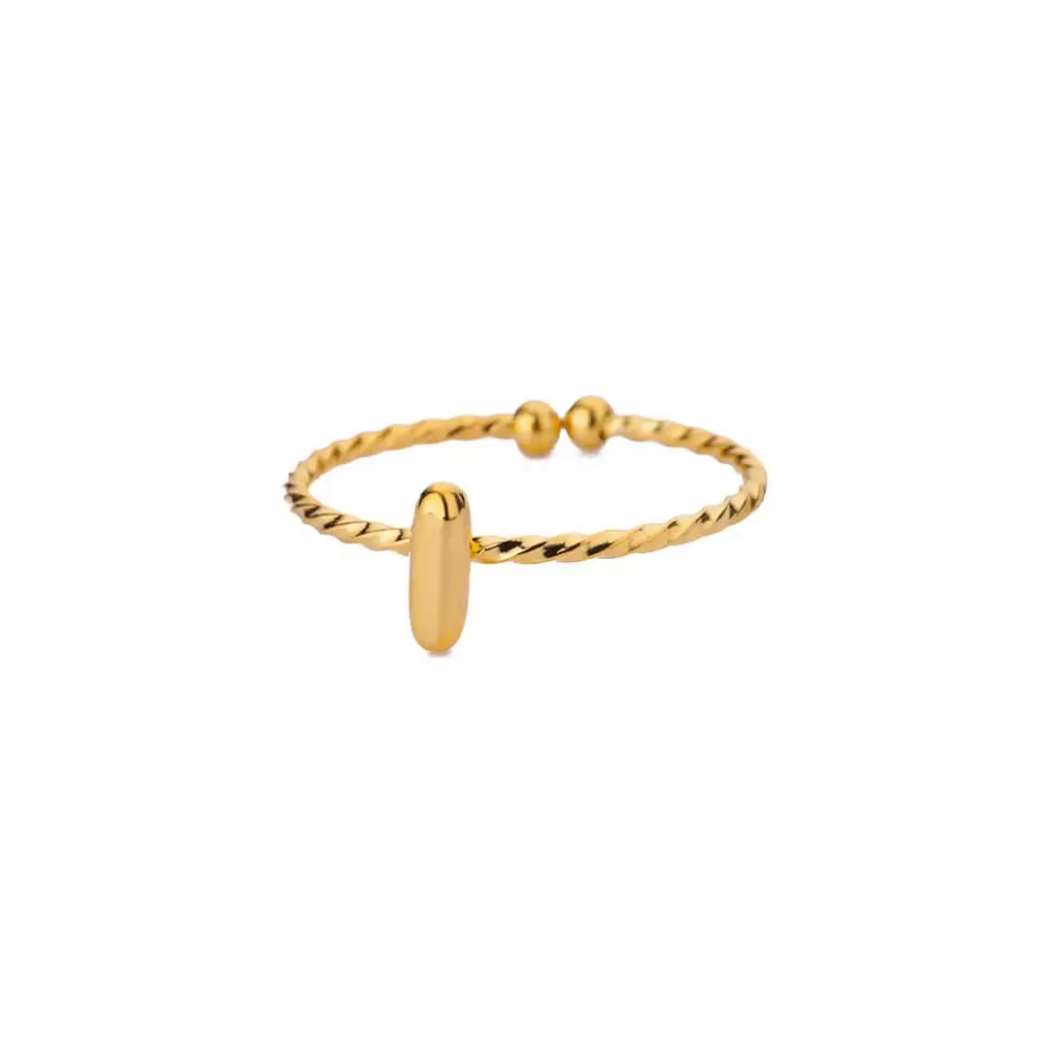 Golden Twirl Initial Ring – Love Letter Edition