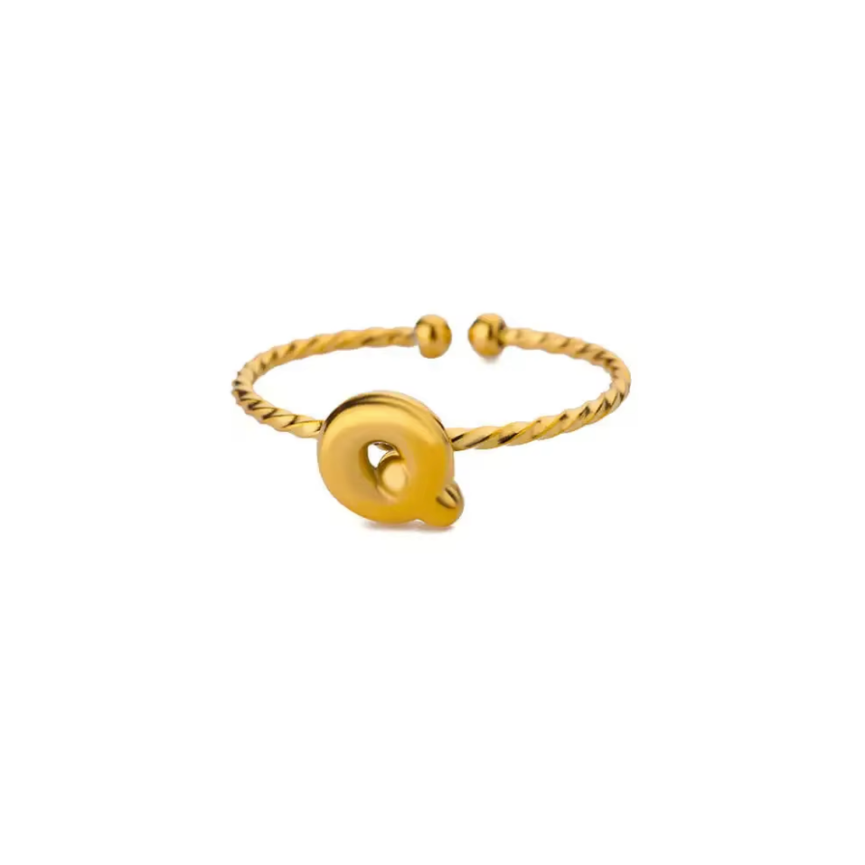 Golden Twirl Initial Ring – Love Letter Edition