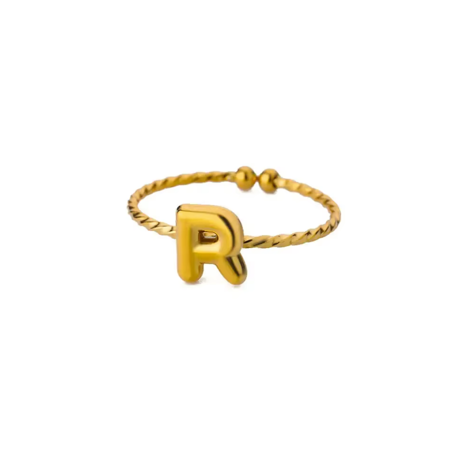 Golden Twirl Initial Ring – Love Letter Edition