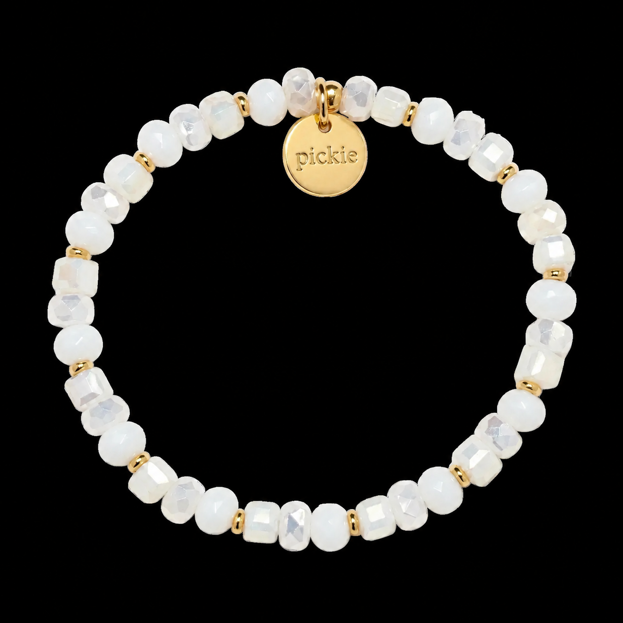 White Beaded Charm Bracelet