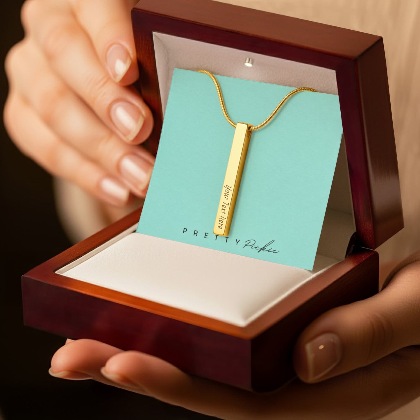 Engraved 4-Sided Bar Necklace