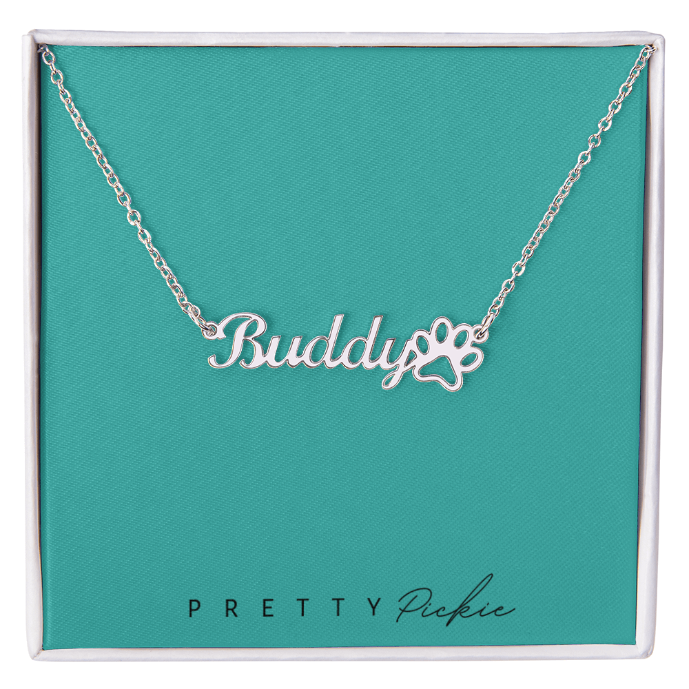 Collar con nombre Paws & Letters – Para siempre tuyo