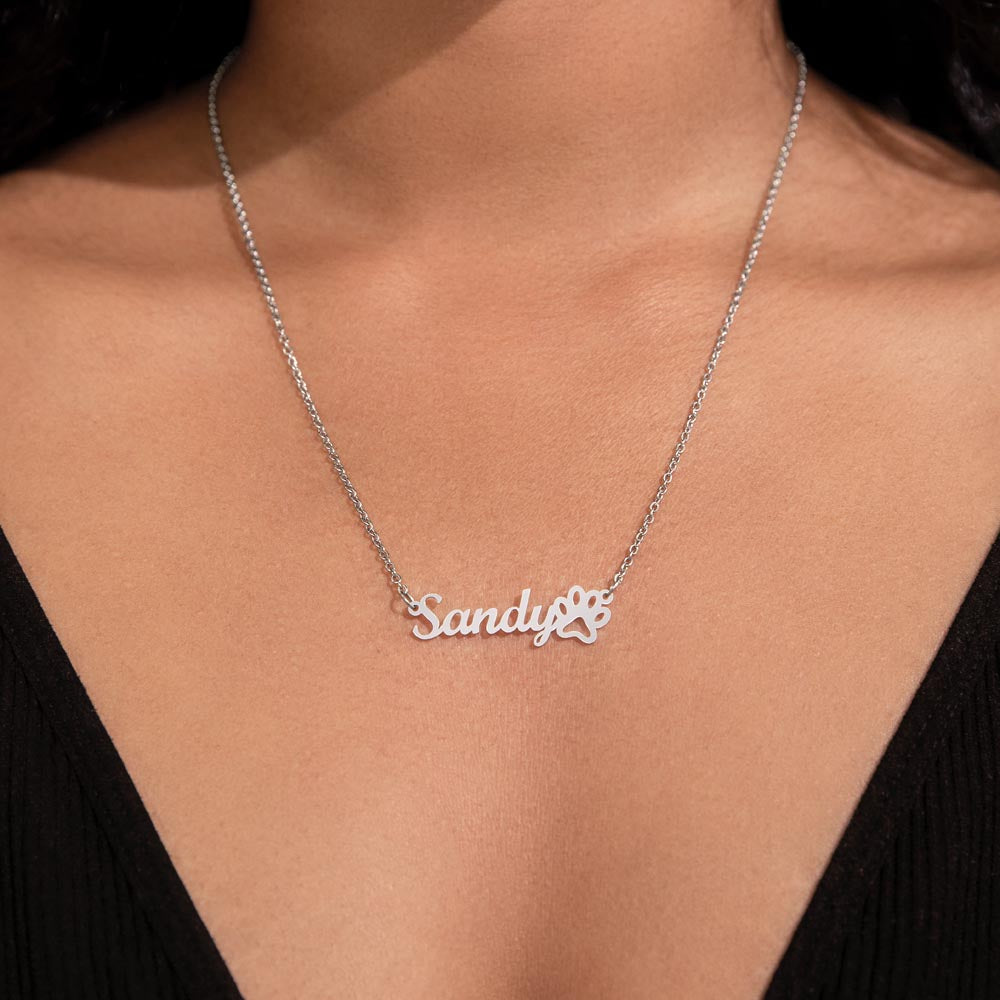 Collar con nombre Paws & Letters – Para siempre tuyo