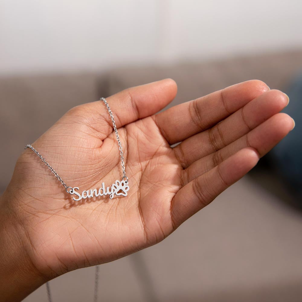Collar con nombre Paws & Letters – Para siempre tuyo