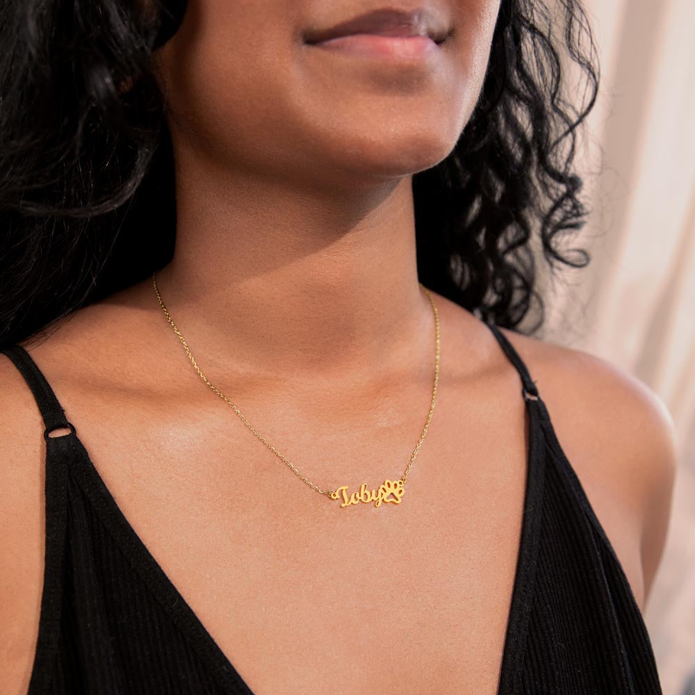 Collar con nombre Paws & Letters – Para siempre tuyo