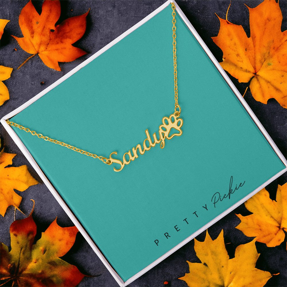 Collar con nombre Paws & Letters – Para siempre tuyo