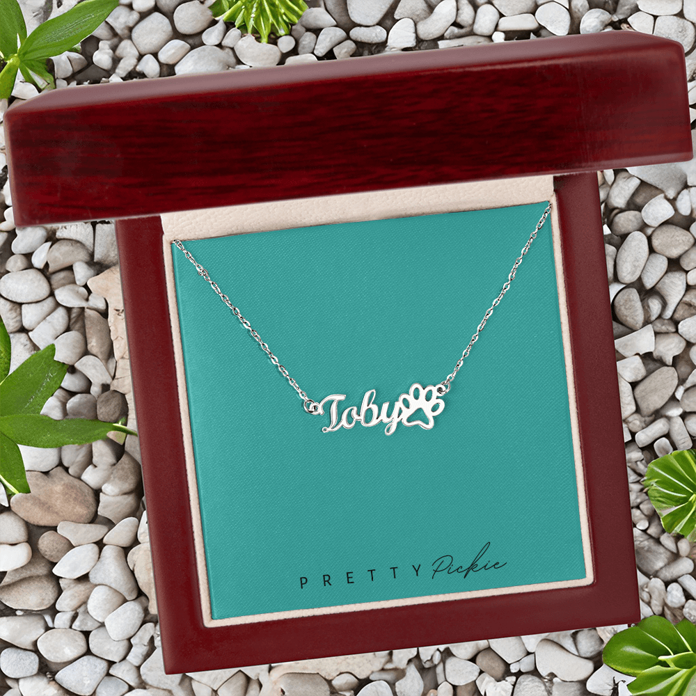 Collar con nombre Paws & Letters – Para siempre tuyo