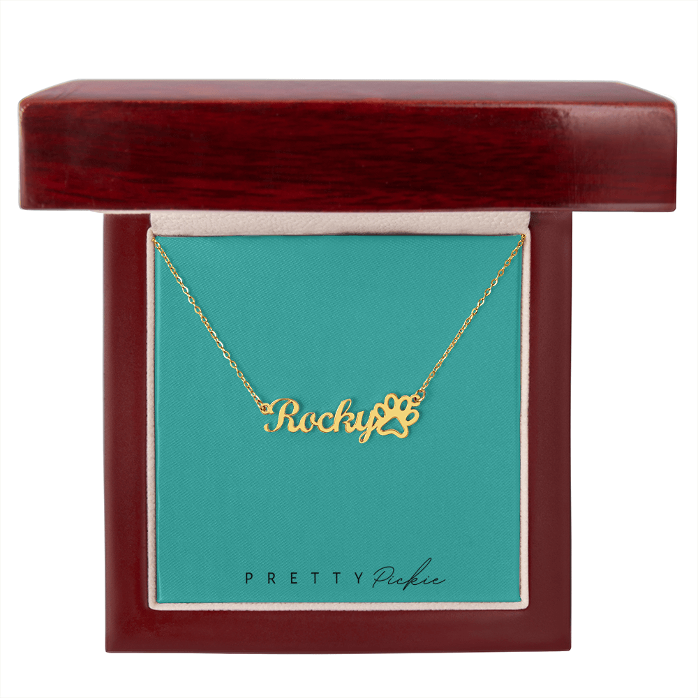 Collar con nombre Paws & Letters – Para siempre tuyo