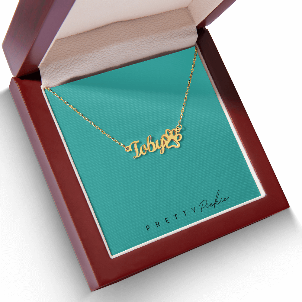 Collar con nombre Paws & Letters – Para siempre tuyo