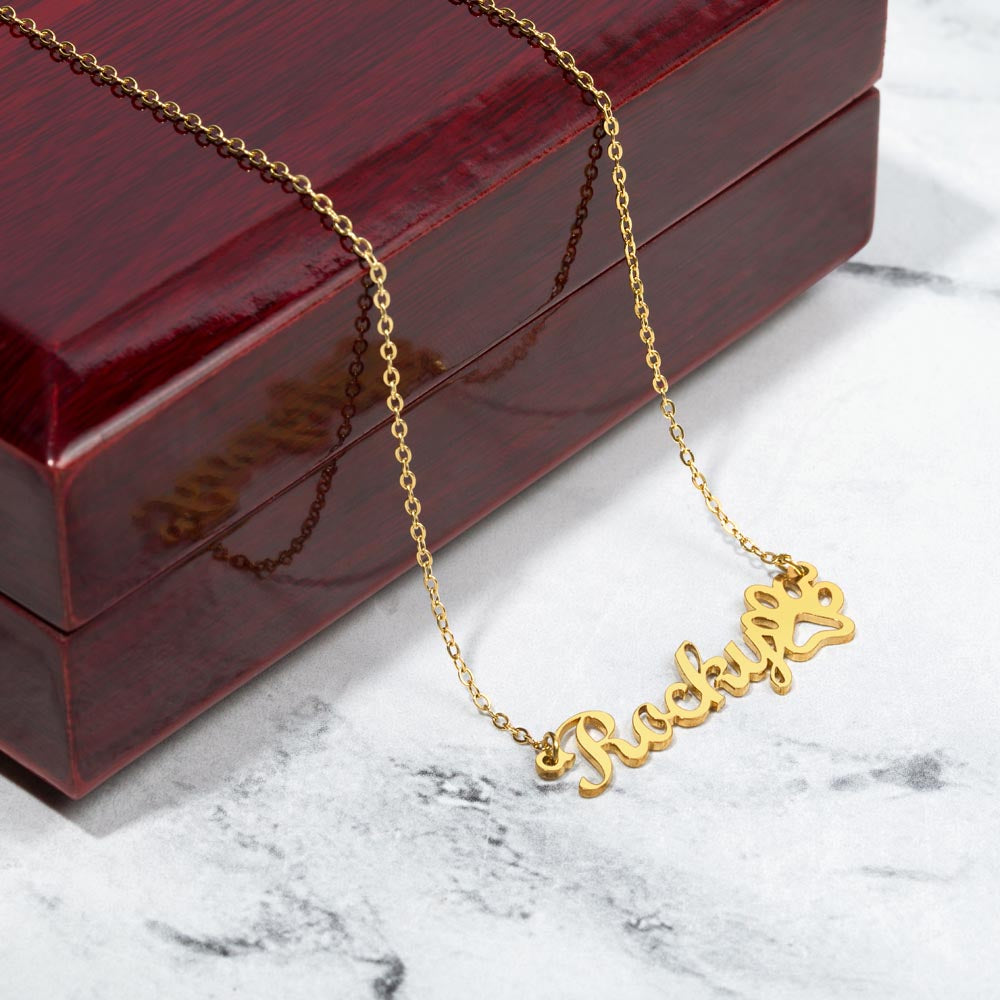 Collar con nombre Paws & Letters – Para siempre tuyo