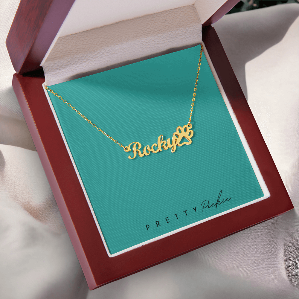 Collar con nombre Paws & Letters – Para siempre tuyo