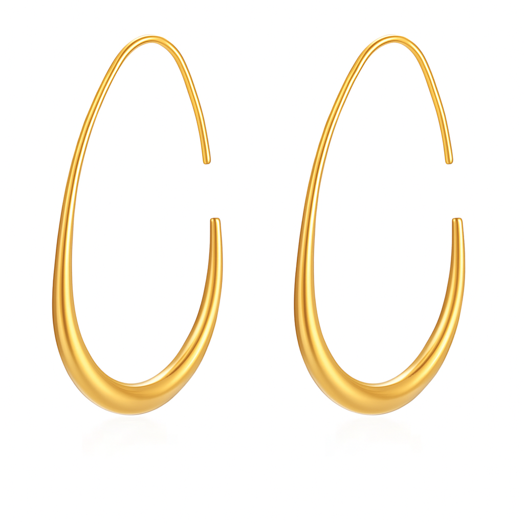 Modern open-curve gold hoop earring