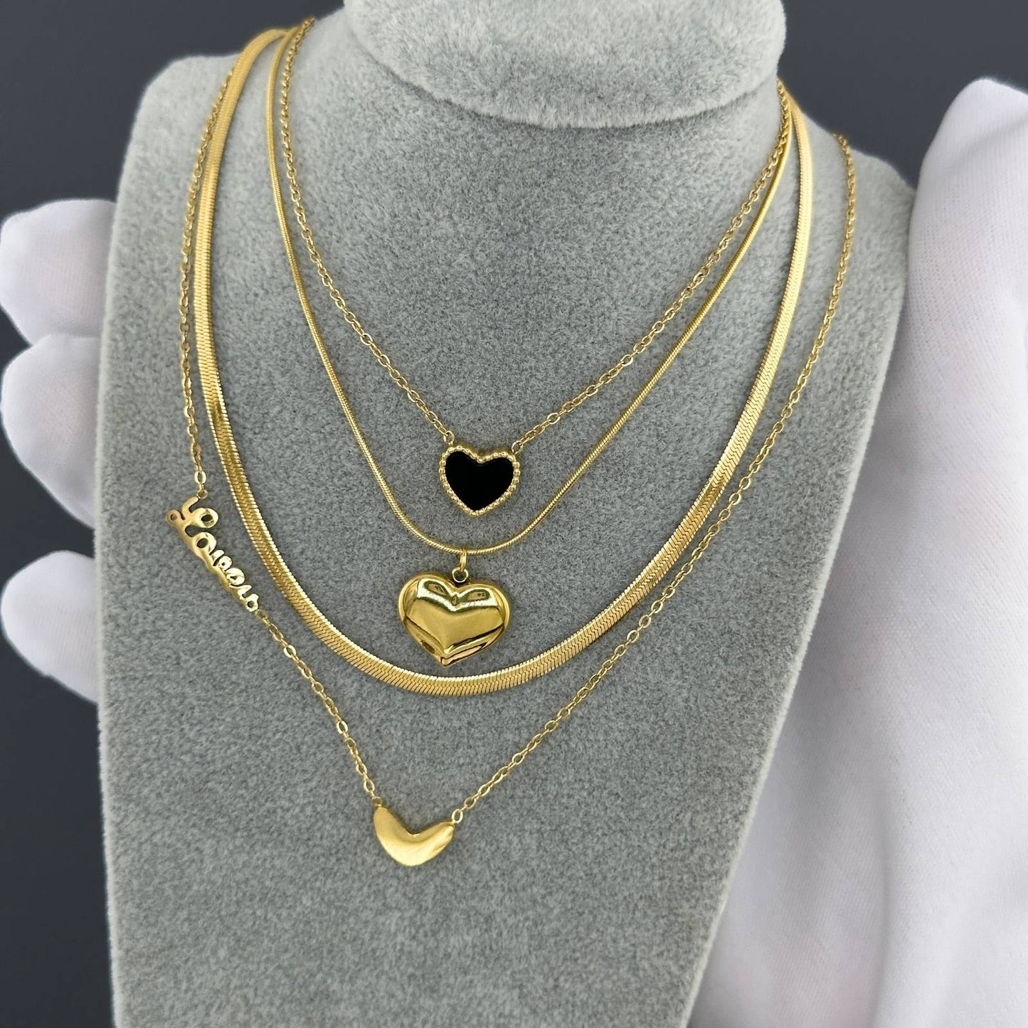 Delicate Heart Charm Necklace in 18K Gold Plated Steel