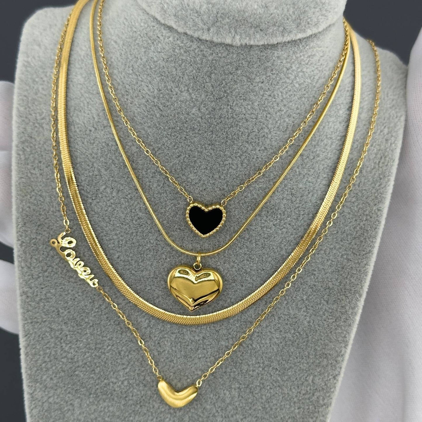 Delicate Heart Charm Necklace in 18K Gold Plated Steel