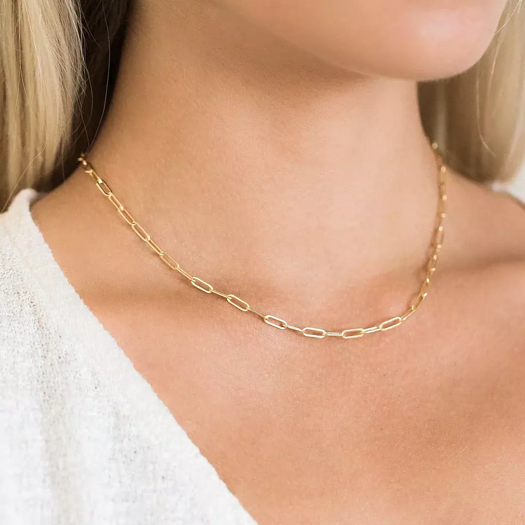 Modern Chain Necklace in 18K Gold Plated Steel