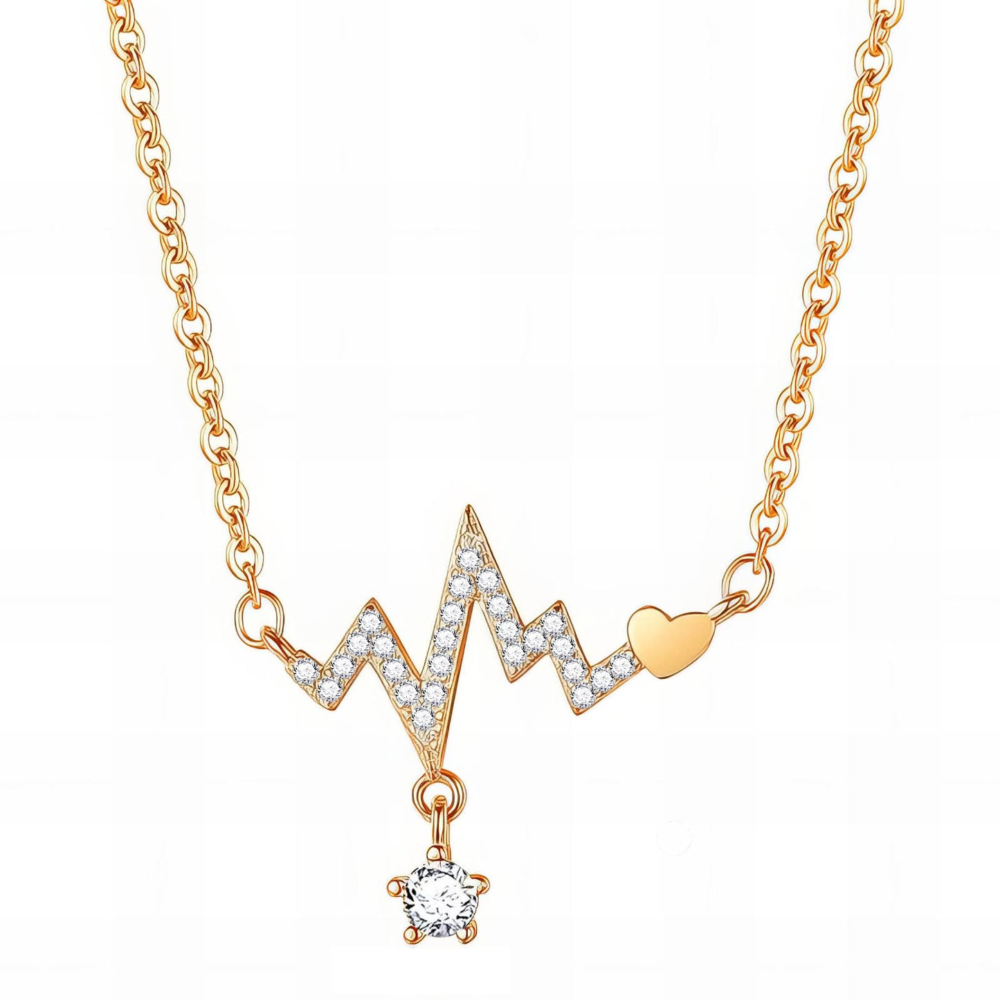 Delicate Heart Charm Necklace in 18K Gold Plated Steel