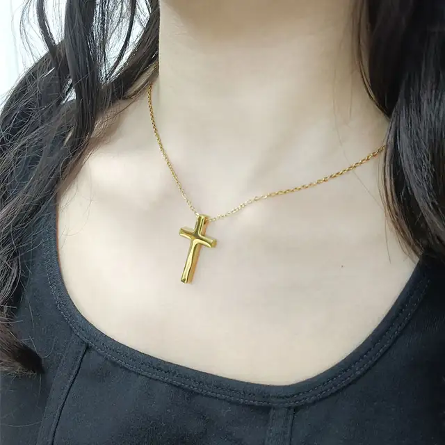 Stainless Steel Cross Necklace in Black, Silver, Gold & Rose Gold | Pretty Pickie