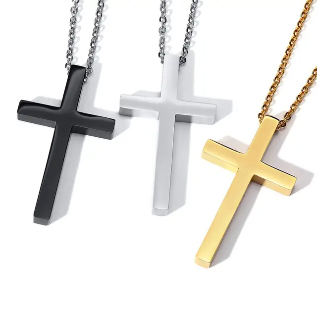 Stainless Steel Cross Necklace in Black, Silver, Gold & Rose Gold | Pretty Pickie