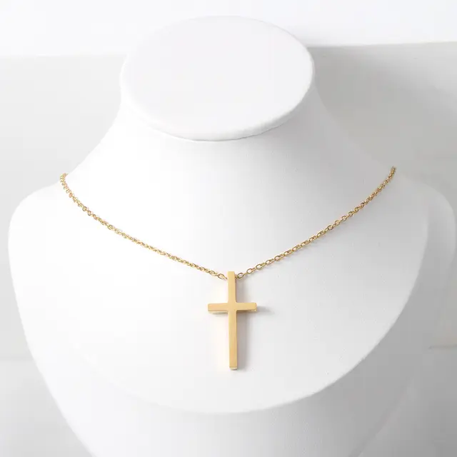 Stainless Steel Cross Necklace in Black, Silver, Gold & Rose Gold | Pretty Pickie