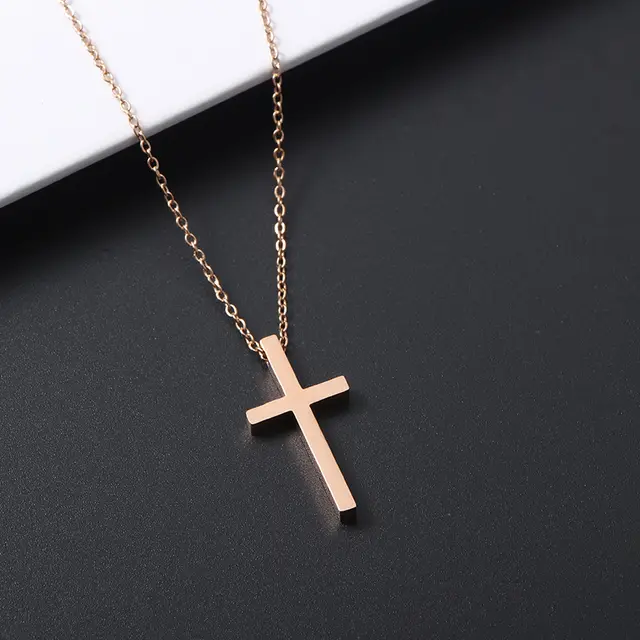 Stainless Steel Cross Necklace in Black, Silver, Gold & Rose Gold | Pretty Pickie