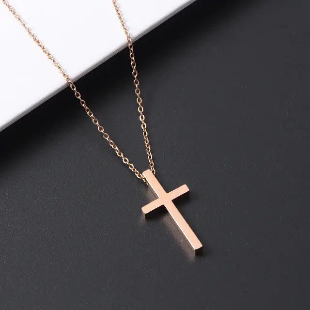 Stainless Steel Cross Necklace in Black, Silver, Gold & Rose Gold | Pretty Pickie