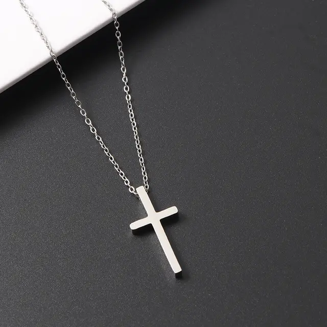 Stainless Steel Cross Necklace in Black, Silver, Gold & Rose Gold | Pretty Pickie