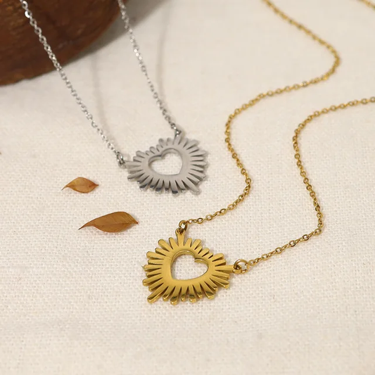 Heart-Shaped Sunburst Necklace