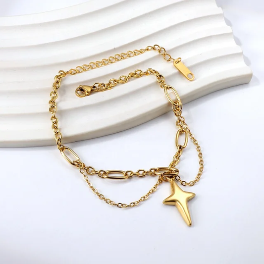 Stellar Grace Gold-Plated Star Charm Bracelet | Delicate & Durable