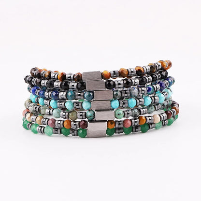 The Elementum Green Agate & Hematite Faceted Stacking Bracelet