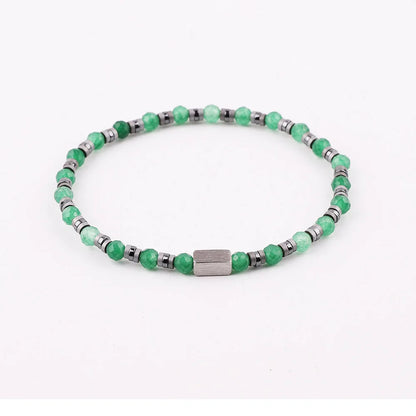 The Elementum Green Agate & Hematite Faceted Stacking Bracelet