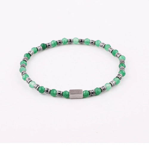 The Elementum Green Agate & Hematite Faceted Stacking Bracelet