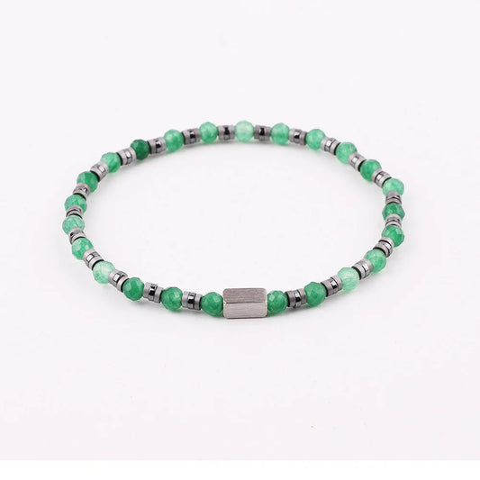 The Elementum Green Agate & Hematite Faceted Stacking Bracelet