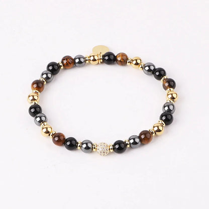 The Aura Bracelet – Natural 6mm Gemstone & Micro-Pave Crystal Charm