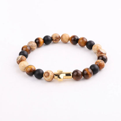 Men's Luxury 3-Piece Tiger Eye & Cross Bracelet Set