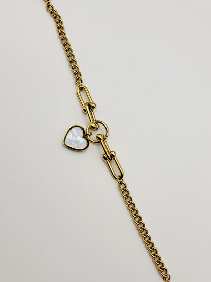 Heart Drop Paperclip Bracelet – Waterproof Gold Bracelet