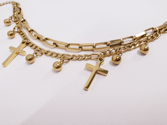 Cross Charm Stainless Steel Chain Bracelet