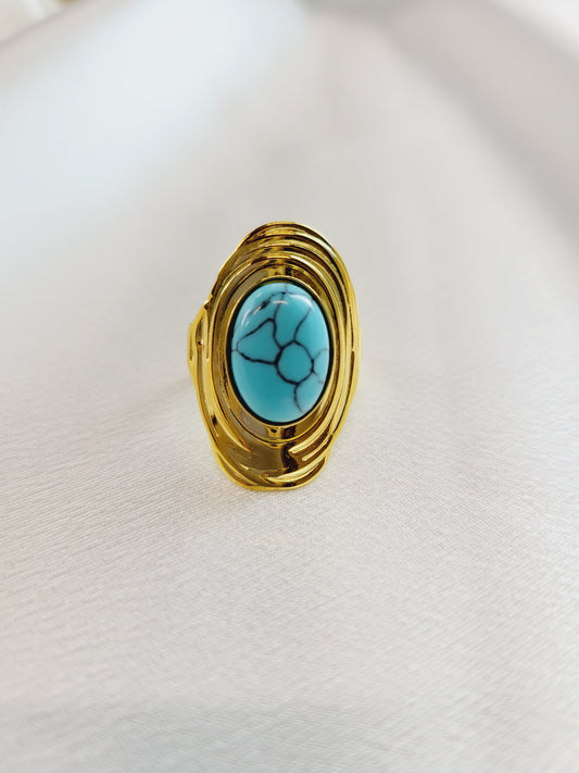 Natural Stone Turquoise Hyperbole Ring