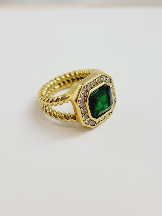 Emerald Like-Gemstone Ring