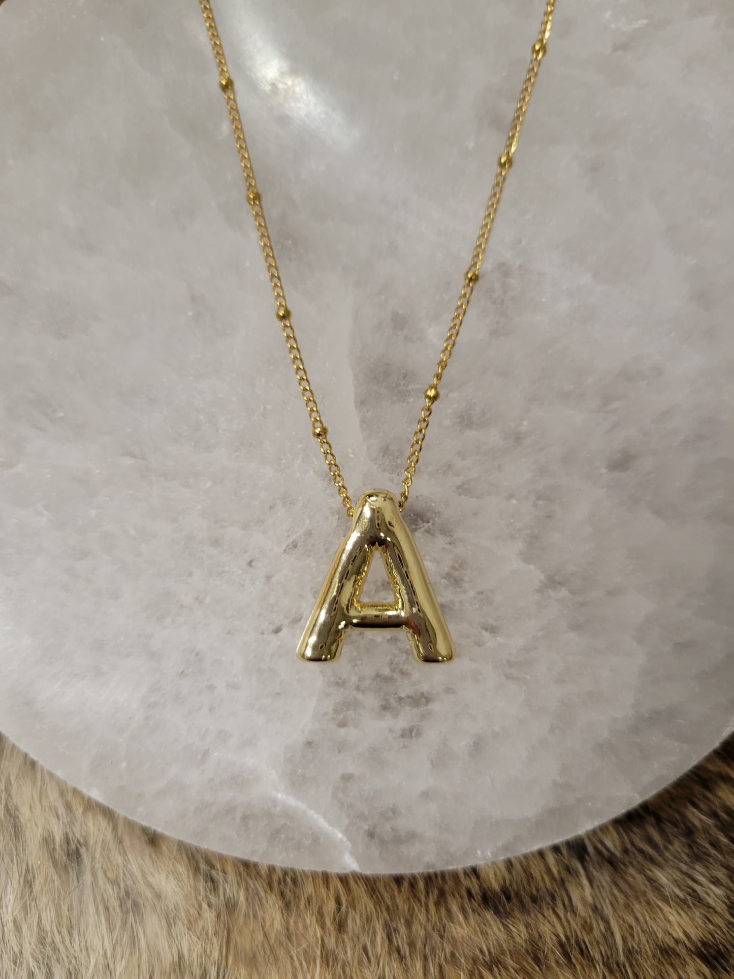 Personalized 3D Bubble Initial Necklace | Gold Puffed Letter | Stainless Steel