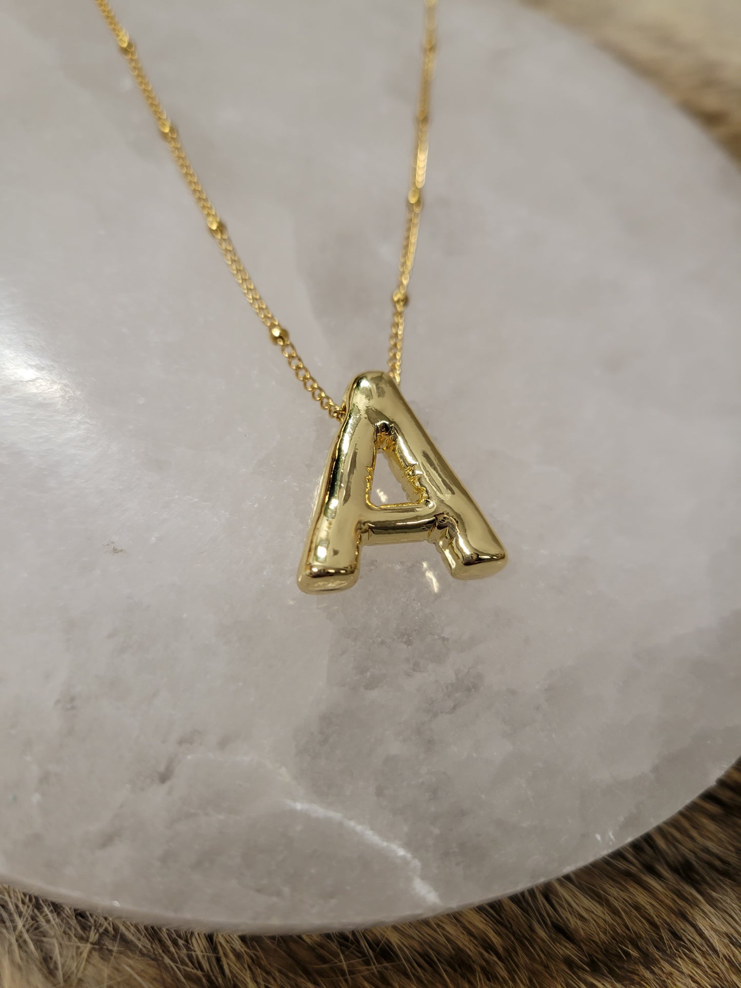 Personalized 3D Bubble Initial Necklace | Gold Puffed Letter | Stainless Steel